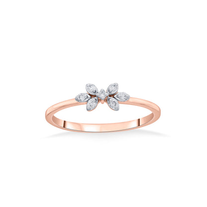 Double Bloom Diamond & Gold Casual Ring for Women
