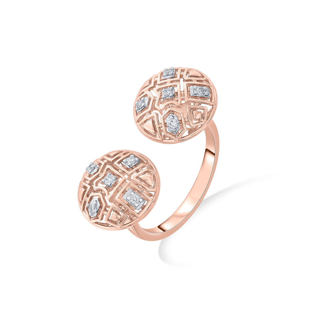 Dual Orbs Diamond & Gold Fashion Ring for Women