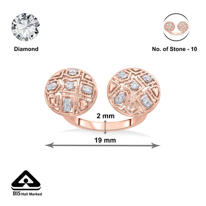 Dual Orbs Diamond & Gold Fashion Ring for Women