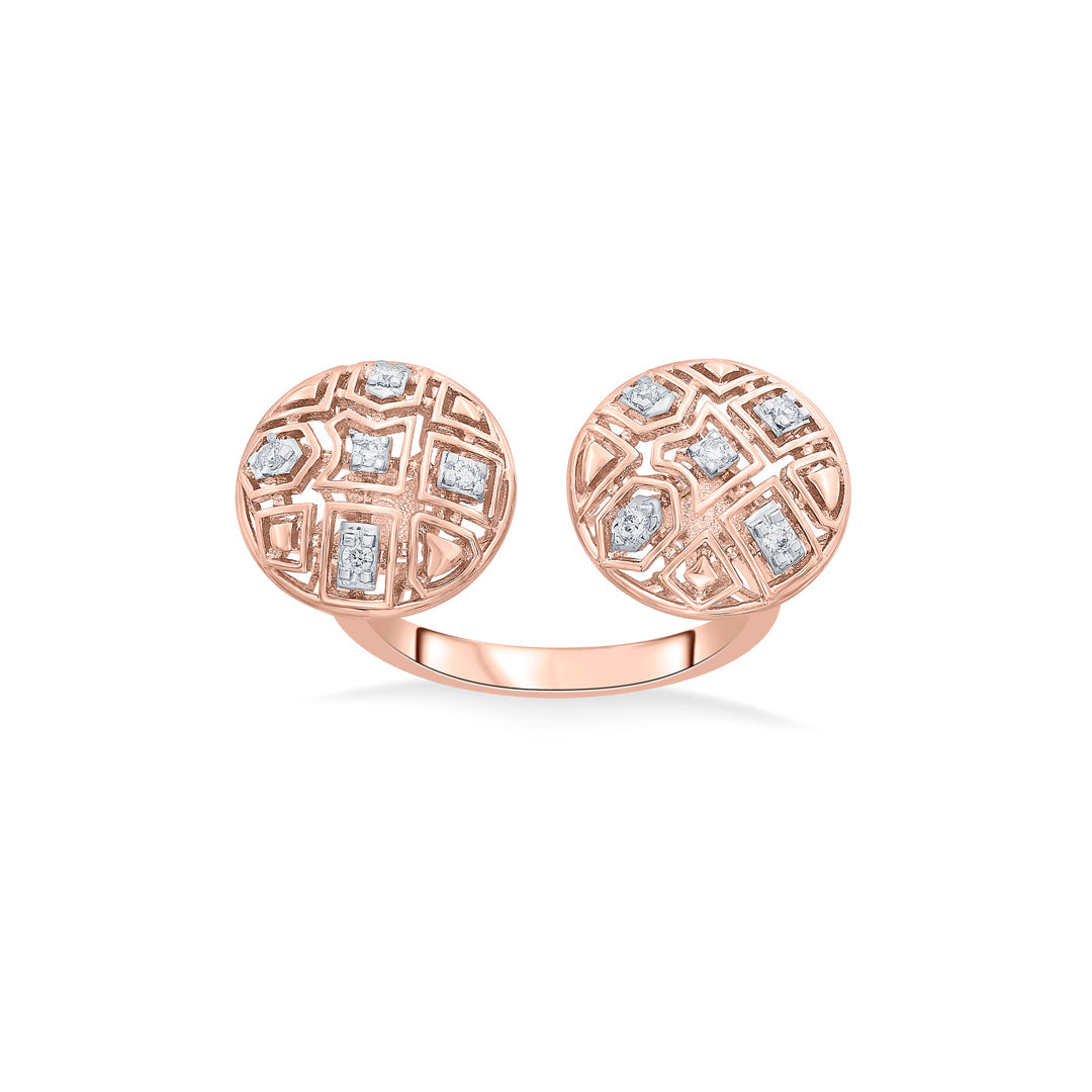 Dual Orbs Diamond & Gold Fashion Ring for Women