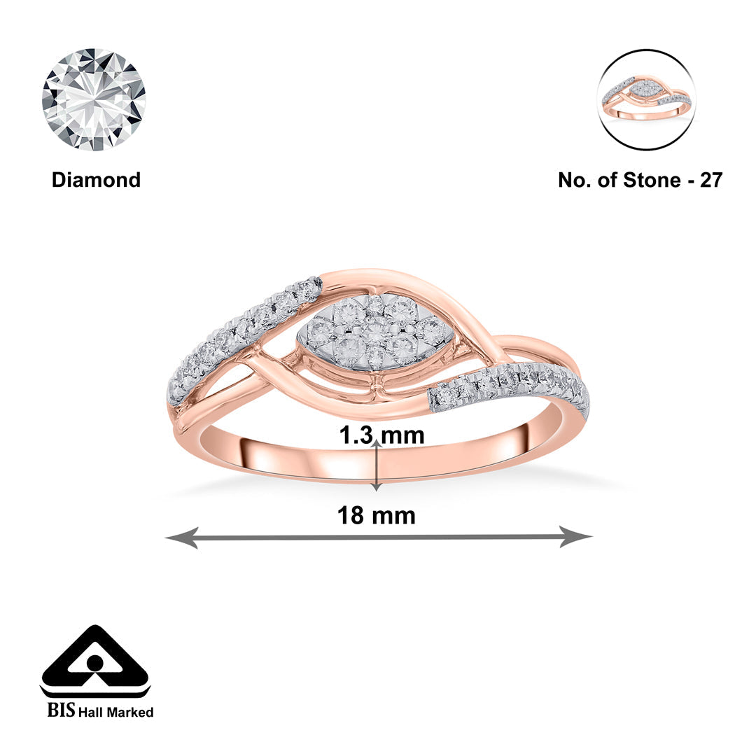 Rynk Crystal Diamond & Gold Fashion Ring for Women