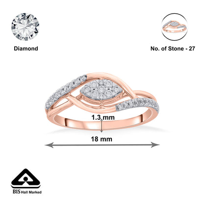 Rynk Crystal Diamond & Gold Fashion Ring for Women
