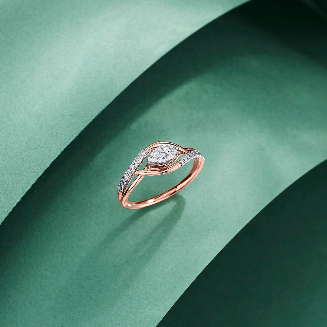 Rynk Crystal Diamond & Gold Fashion Ring for Women