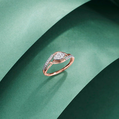 Rynk Crystal Diamond & Gold Fashion Ring for Women