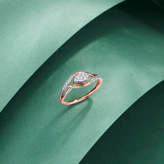 Rynk Crystal Diamond & Gold Fashion Ring for Women