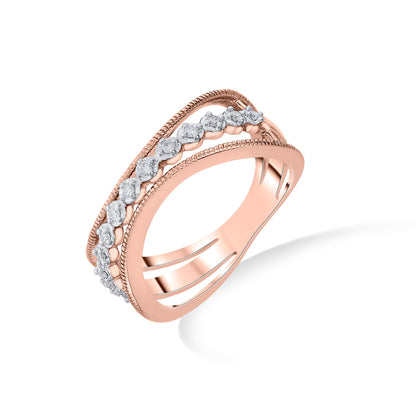 Halo Link Diamond & Gold Fashion Ring for Women