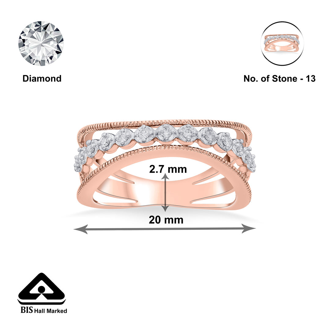 Halo Link Diamond & Gold Fashion Ring for Women