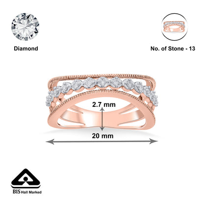 Halo Link Diamond & Gold Fashion Ring for Women