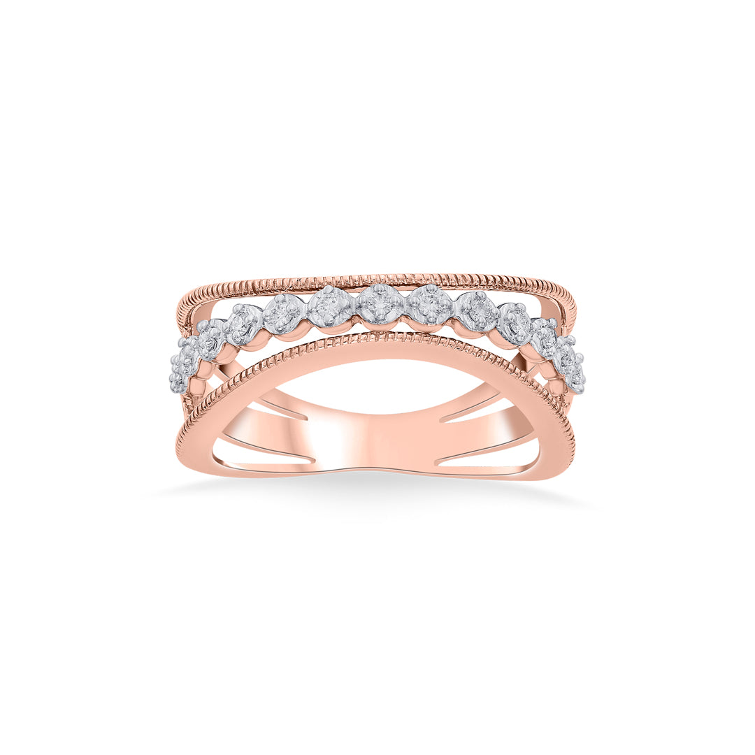 Halo Link Diamond & Gold Fashion Ring for Women