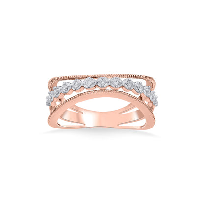 Halo Link Diamond & Gold Fashion Ring for Women