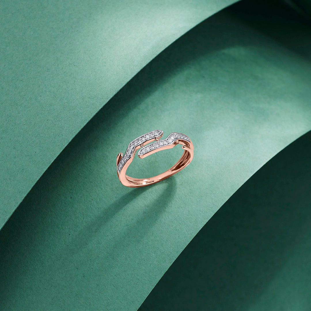 Bonded Embrace Diamond & Gold Fashion Ring for Women