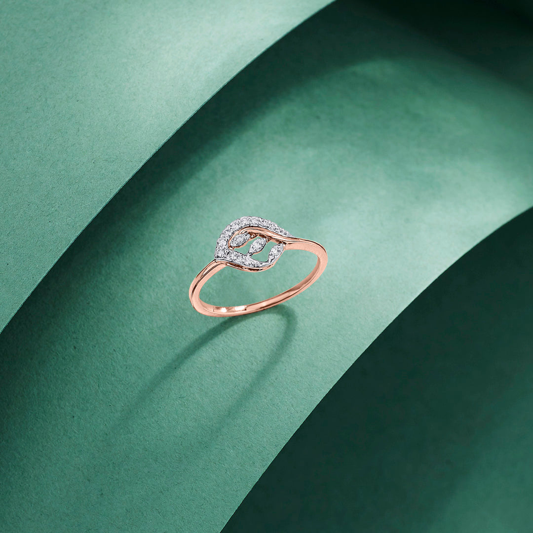Petal Gleam Diamond & Gold Fashion Ring for Women