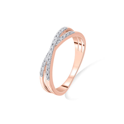 Cross Weave Diamond & Gold Fashion Ring for Women