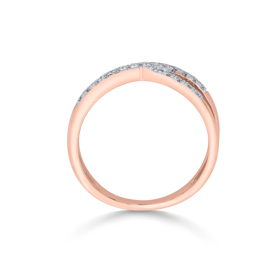 Cross Weave Diamond & Gold Fashion Ring for Women