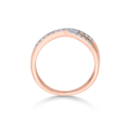 Cross Weave Diamond & Gold Fashion Ring for Women
