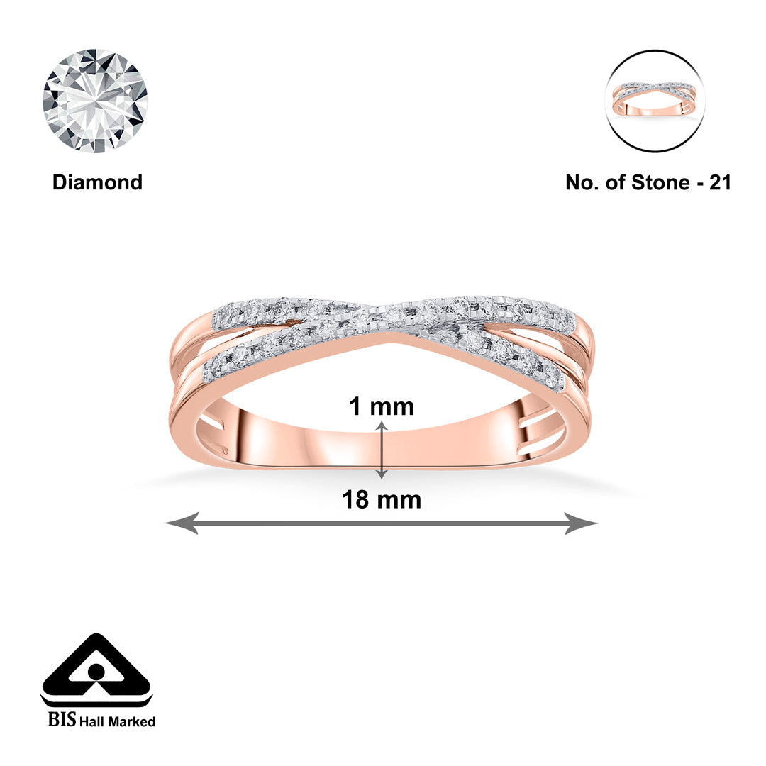 Cross Weave Diamond & Gold Fashion Ring for Women