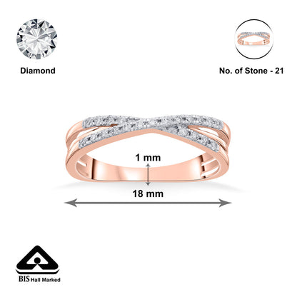 Cross Weave Diamond & Gold Fashion Ring for Women