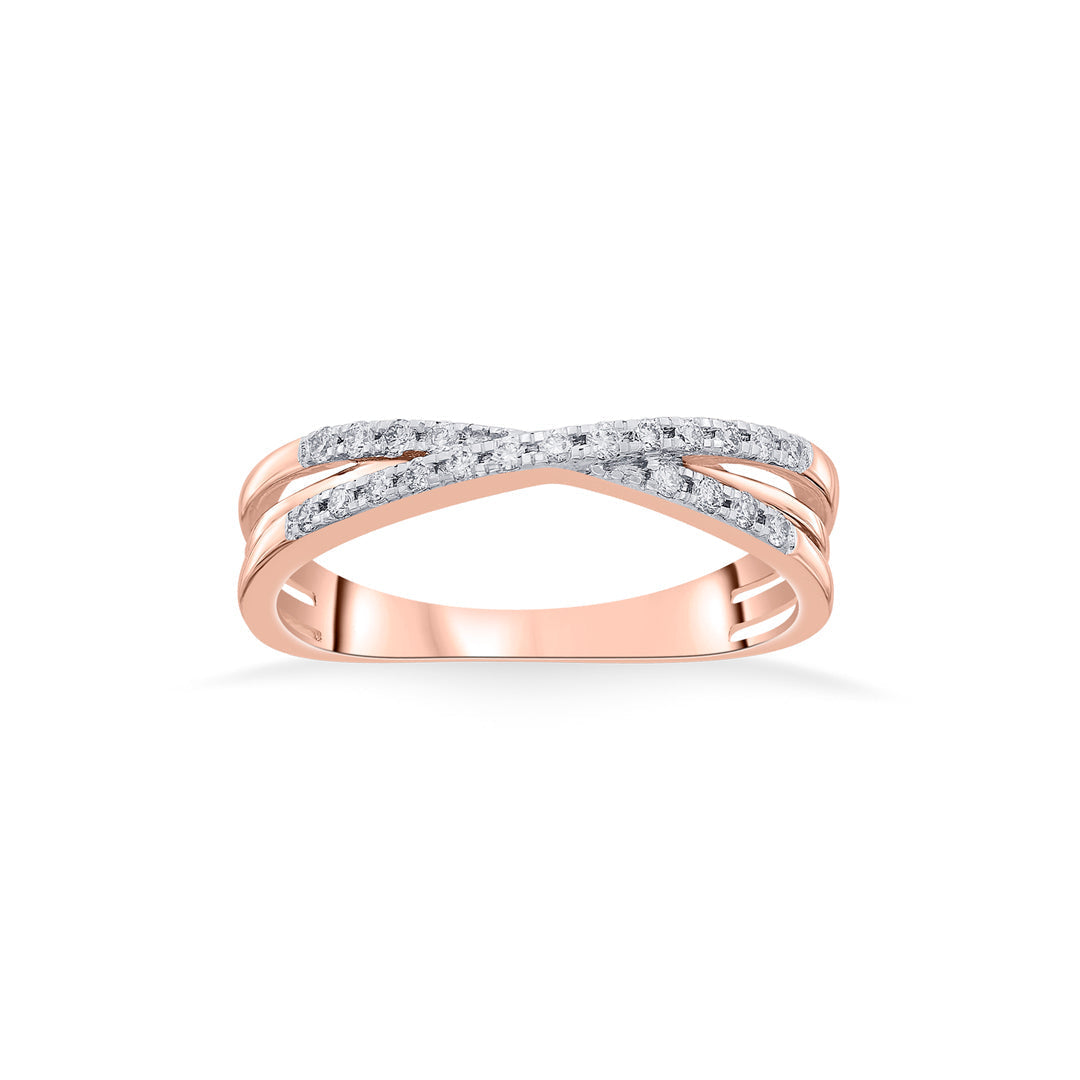 Cross Weave Diamond & Gold Fashion Ring for Women