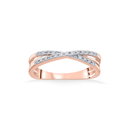 Cross Weave Diamond & Gold Fashion Ring for Women