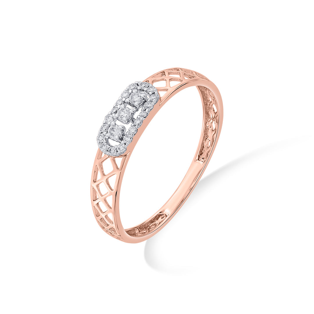 Mesh Glow Diamond & Gold Fashion Ring for Women