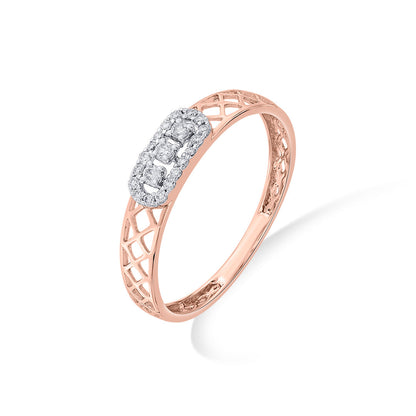 Mesh Glow Diamond & Gold Fashion Ring for Women