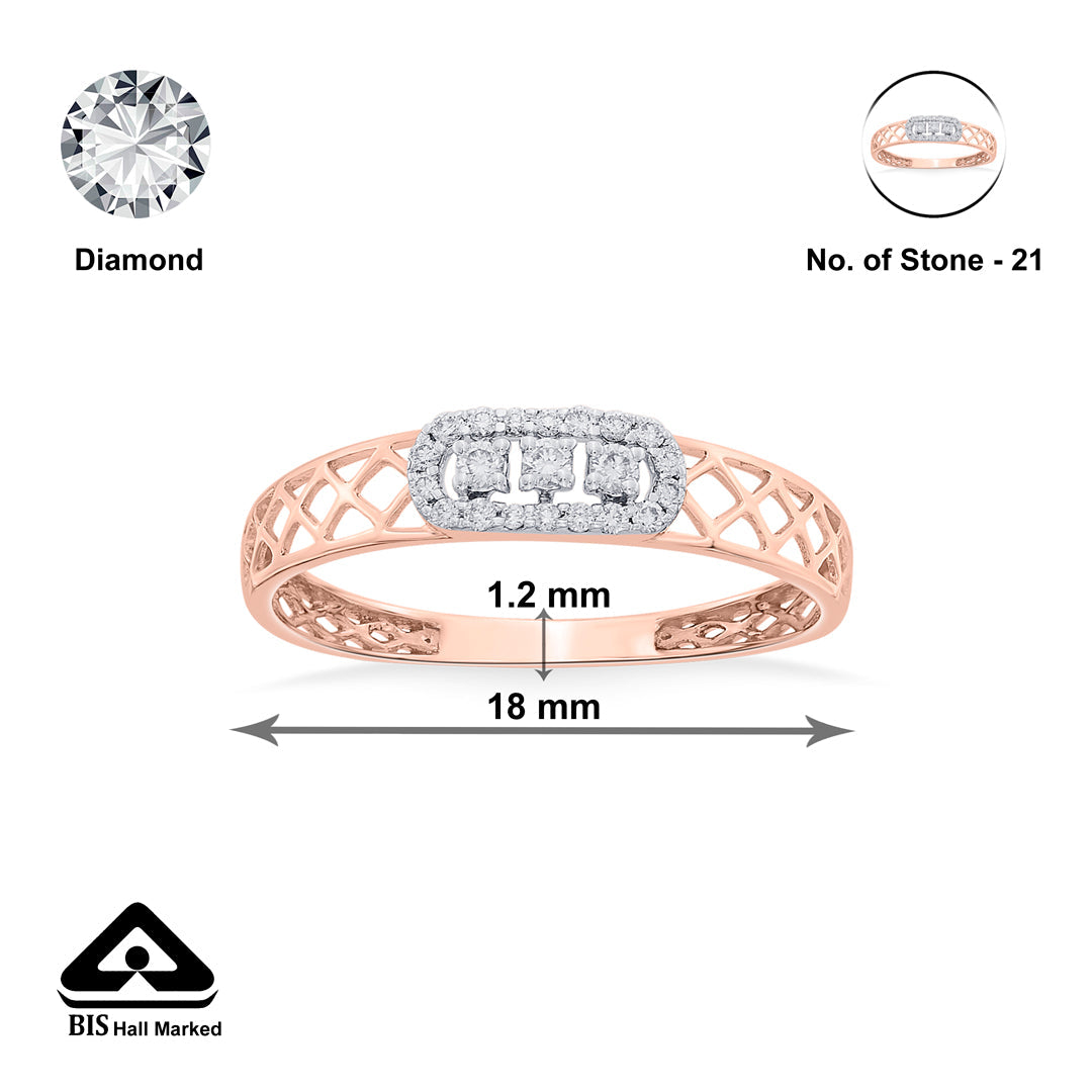 Mesh Glow Diamond & Gold Fashion Ring for Women