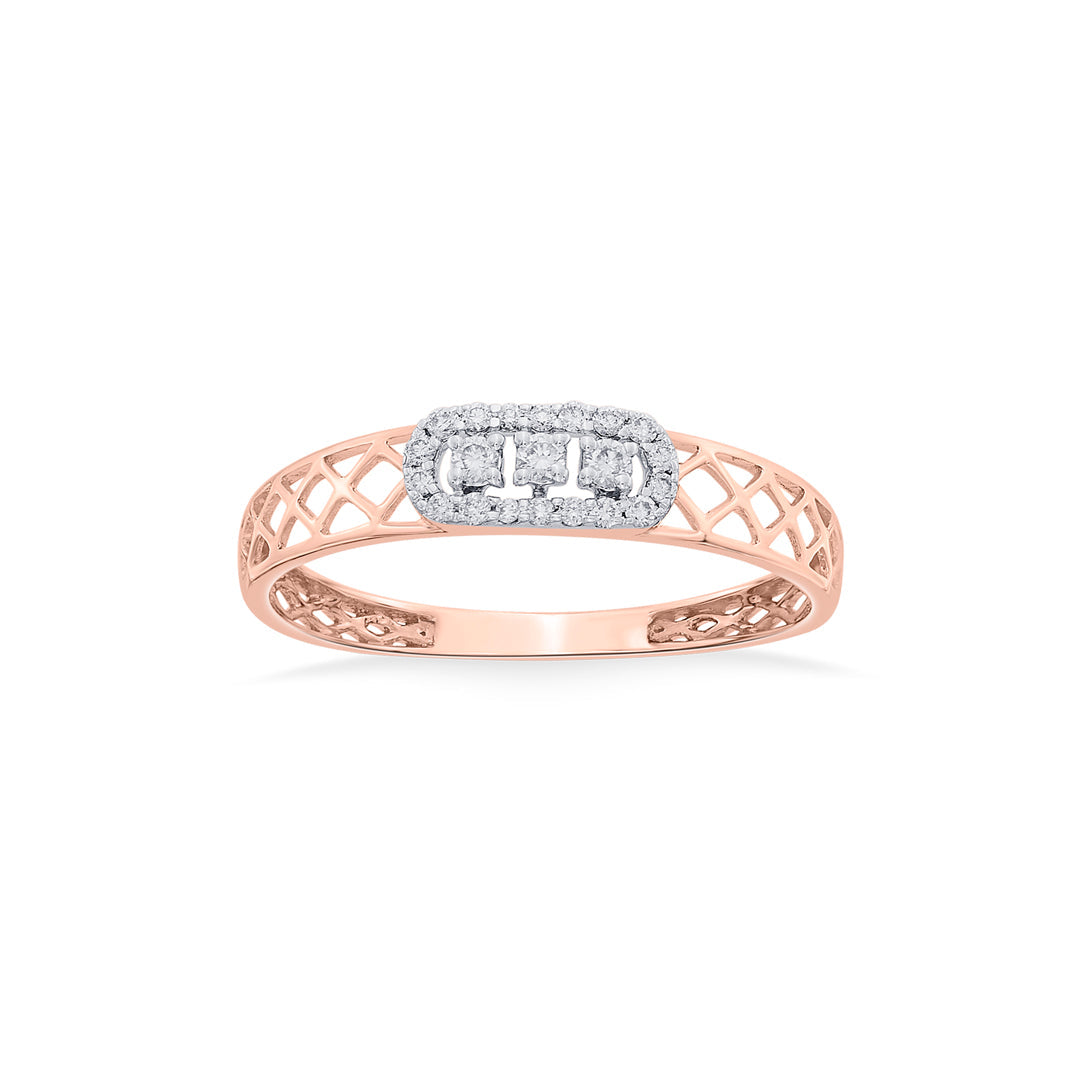 Mesh Glow Diamond & Gold Fashion Ring for Women