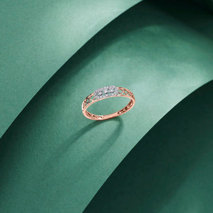 Mesh Glow Diamond & Gold Fashion Ring for Women