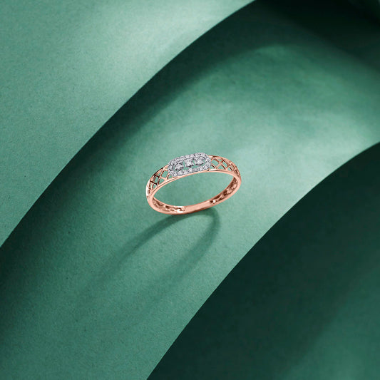 Mesh Glow Diamond & Gold Fashion Ring for Women