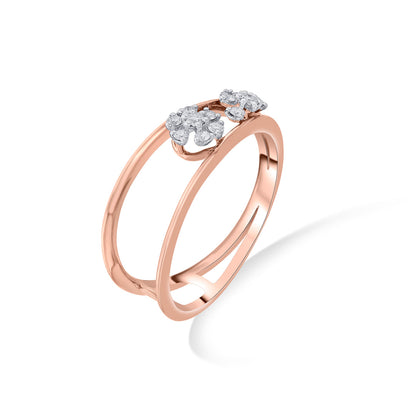 Twin Link Diamond & Gold Fashion Ring for Women
