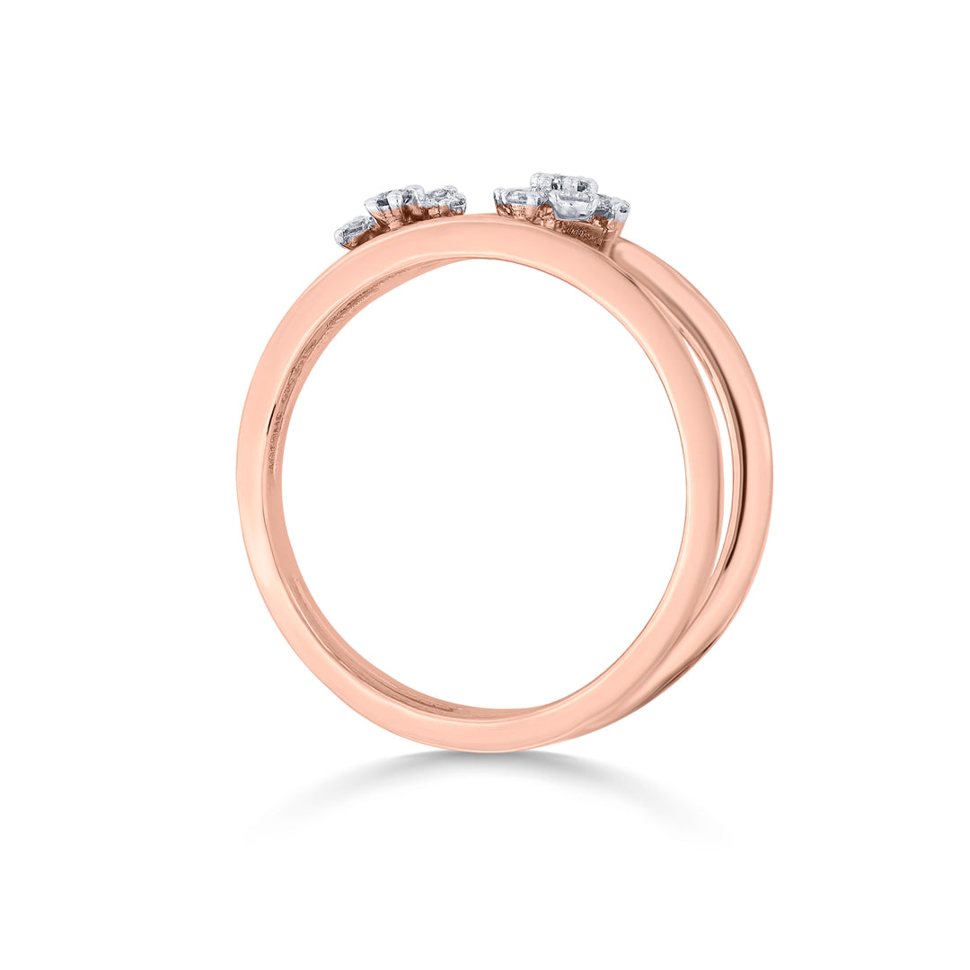 Twin Link Diamond & Gold Fashion Ring for Women