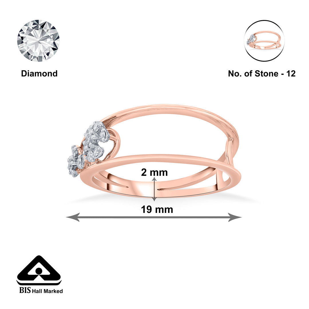 Twin Link Diamond & Gold Fashion Ring for Women