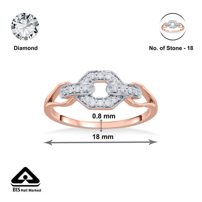 Hexa Connect Diamond & Gold Fashion Ring for Women