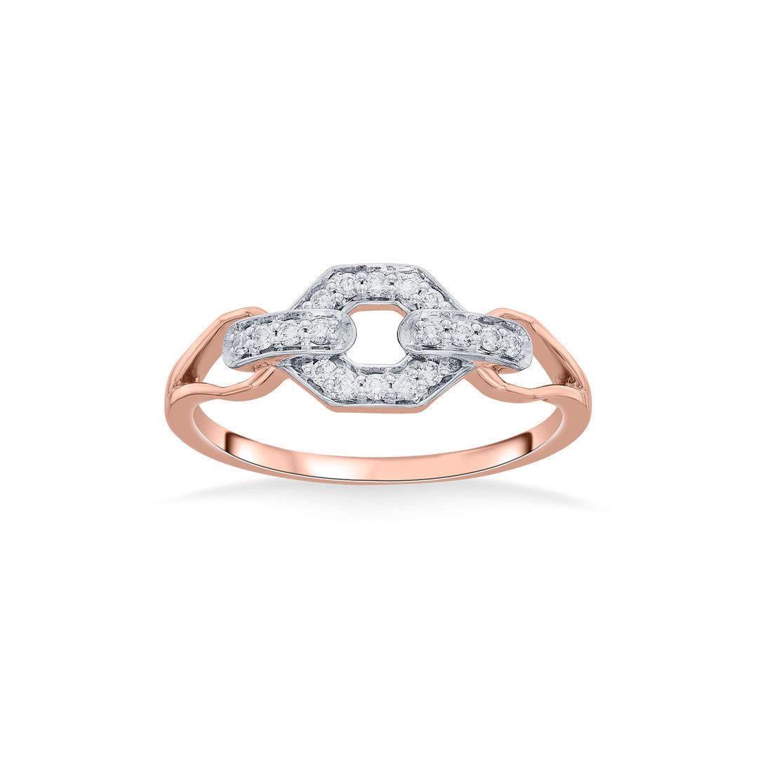 Hexa Connect Diamond & Gold Fashion Ring for Women