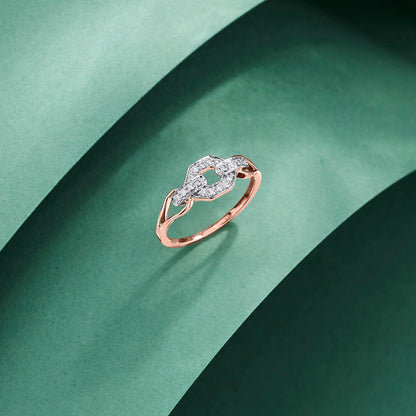 Hexa Connect Diamond & Gold Fashion Ring for Women