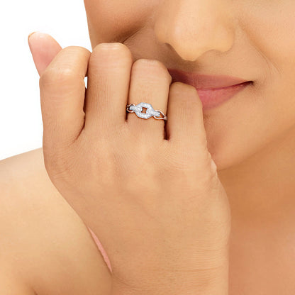 Hexa Connect Diamond & Gold Fashion Ring for Women