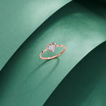 Valora Heart Diamond & Gold Heart Ring for Women