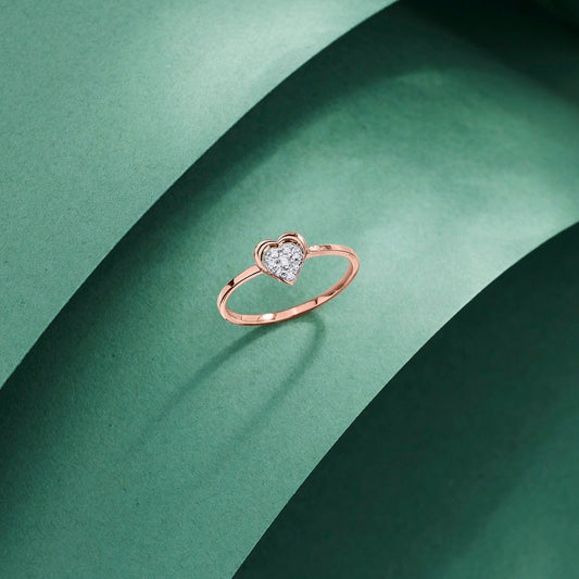 Valora Heart Diamond & Gold Heart Ring for Women