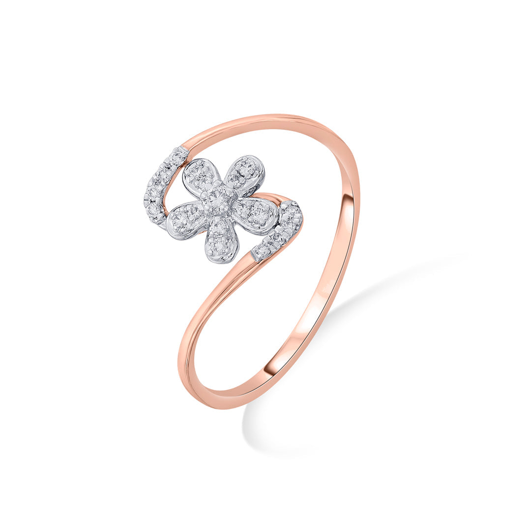 Floral Gleam Diamond & Gold Fashion Ring for Women