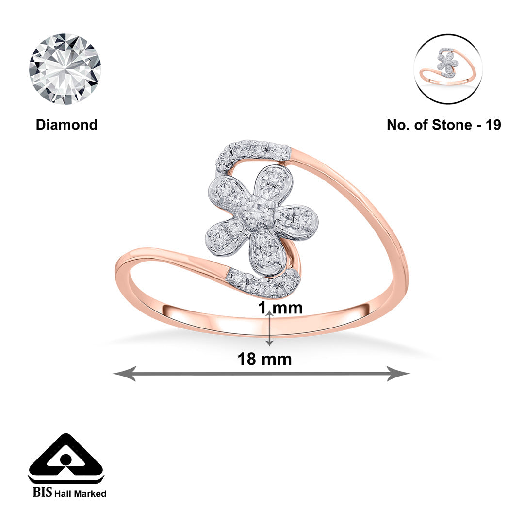 Floral Gleam Diamond & Gold Fashion Ring for Women