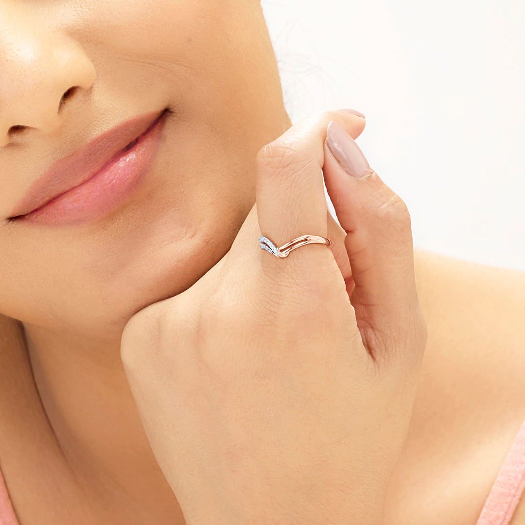 Avara Edge Diamond & Gold Fashion Ring for Women