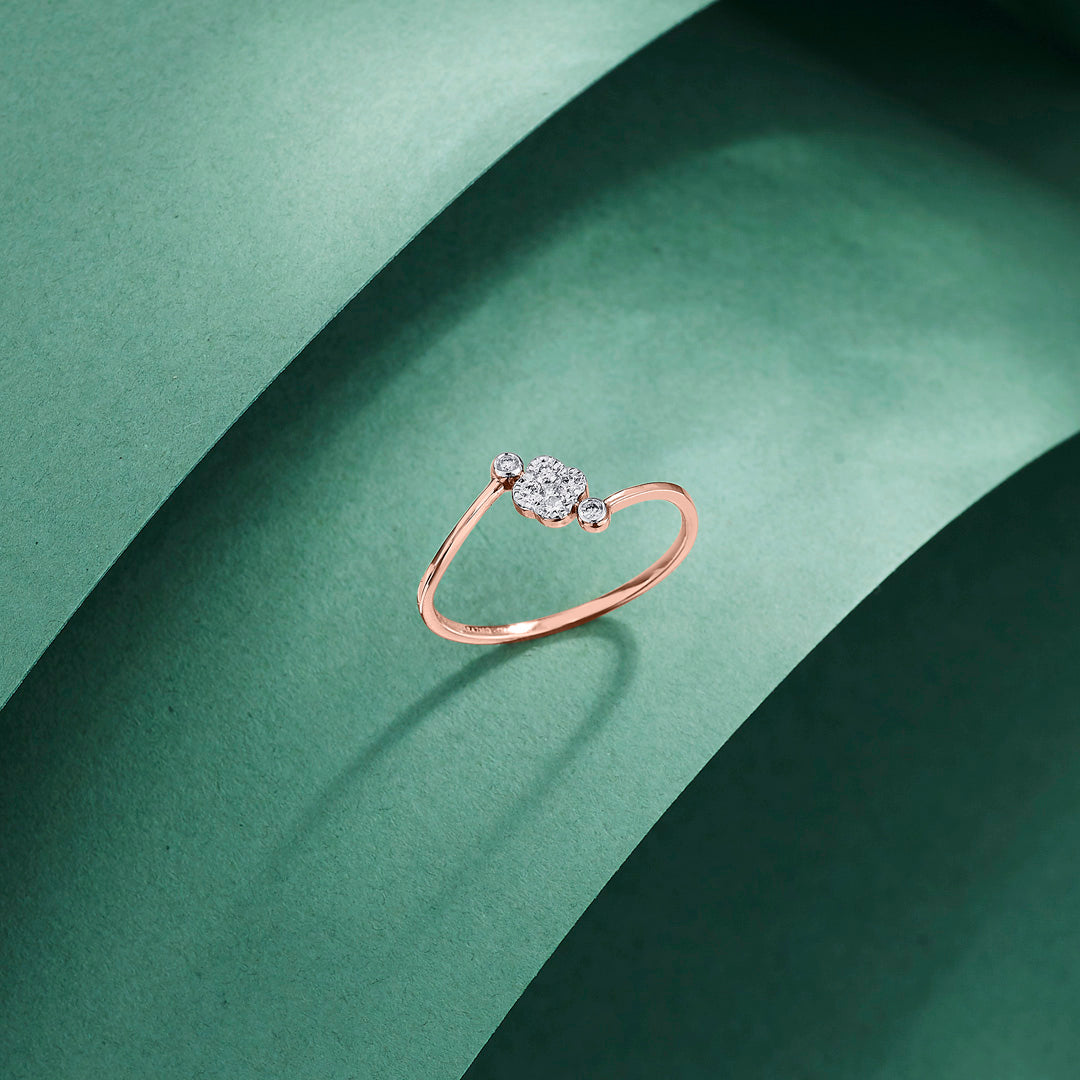 Gem Drift Diamond & Gold Casual Ring for Women