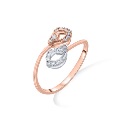 Double Petals Diamond & Gold Fashion Ring for Women