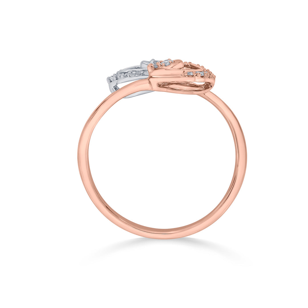 Double Petals Diamond & Gold Fashion Ring for Women