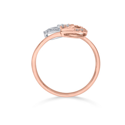 Double Petals Diamond & Gold Fashion Ring for Women
