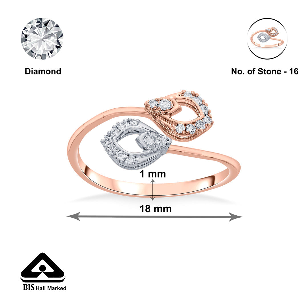 Double Petals Diamond & Gold Fashion Ring for Women