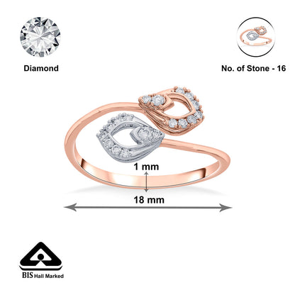 Double Petals Diamond & Gold Fashion Ring for Women