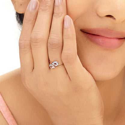 Double Petals Diamond & Gold Fashion Ring for Women