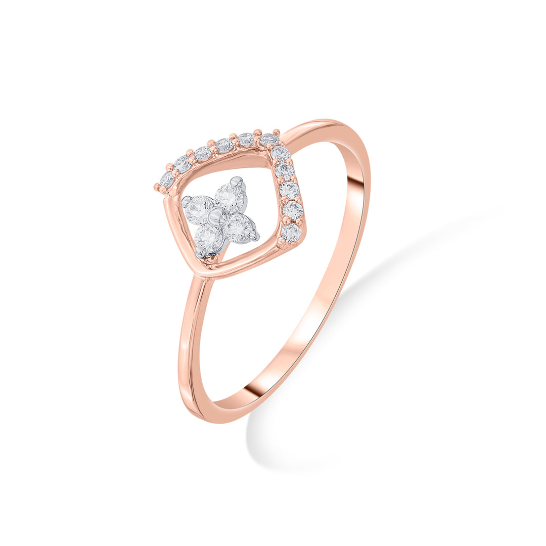 Square Bloom Diamond & Gold Casual Ring for Women