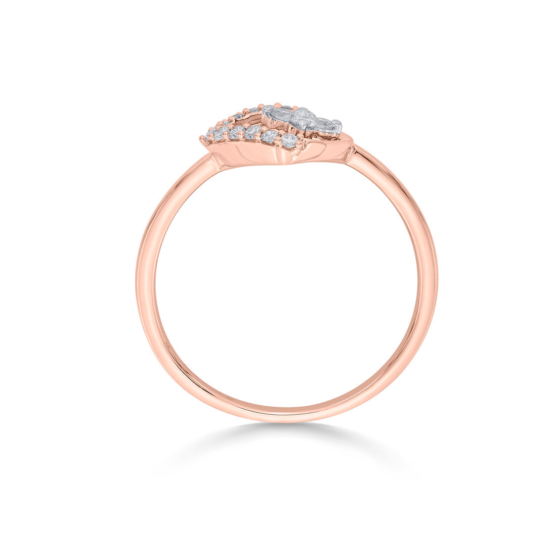 Square Bloom Diamond & Gold Casual Ring for Women